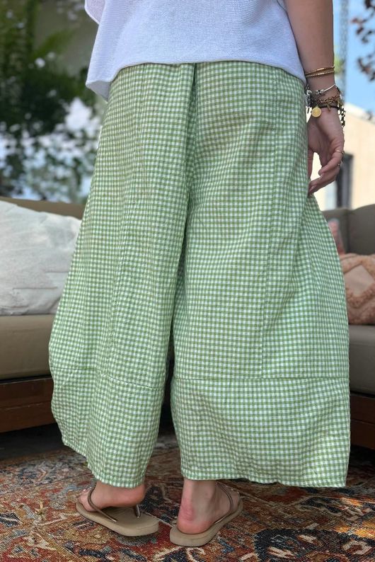 Arbi Gingham Pocket Culotte Pant Green